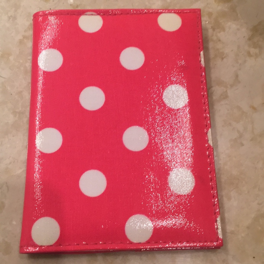 Pink and white polkadot passport cover